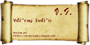 Váray Iván névjegykártya