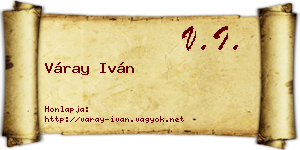 Váray Iván névjegykártya